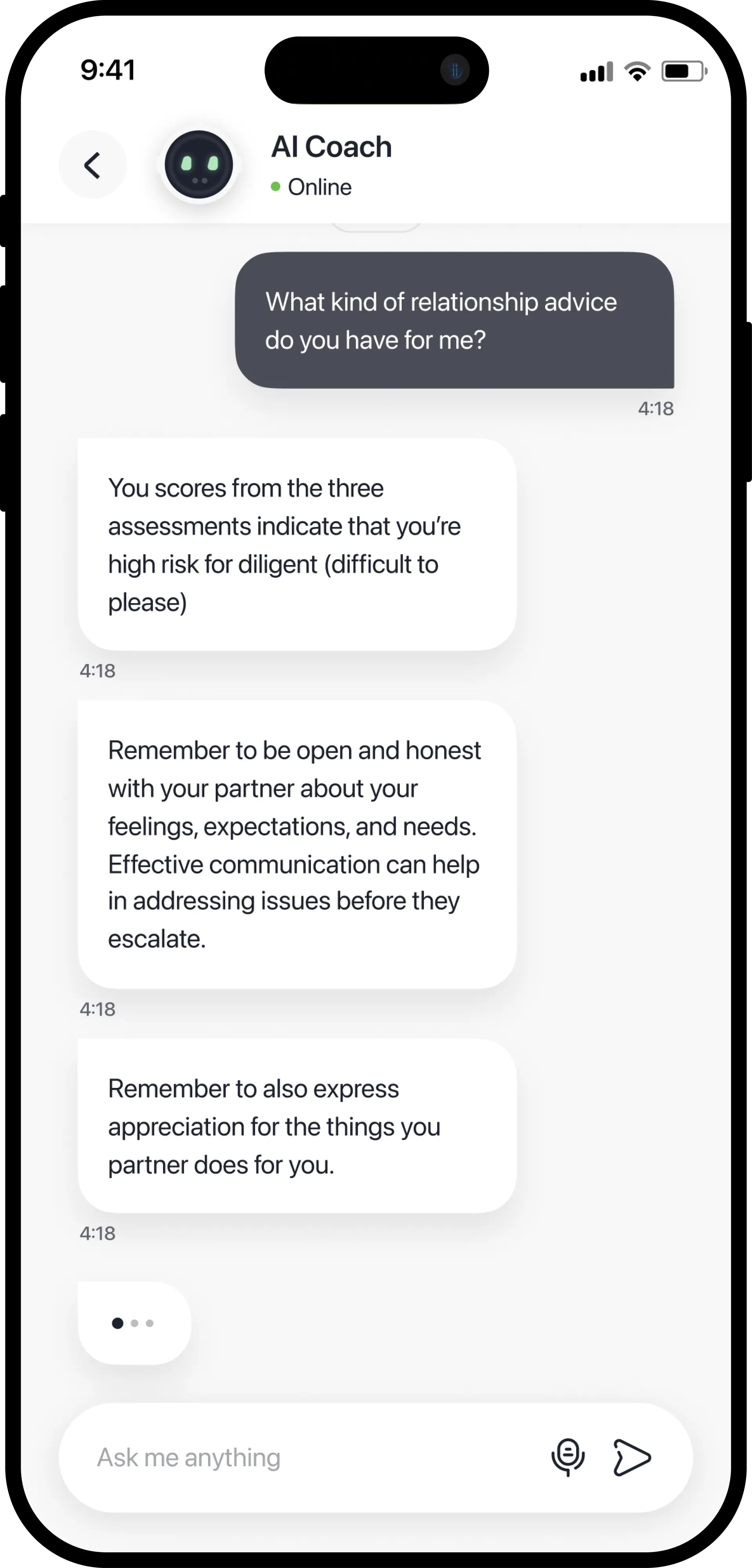 A phone screen example for AI coach