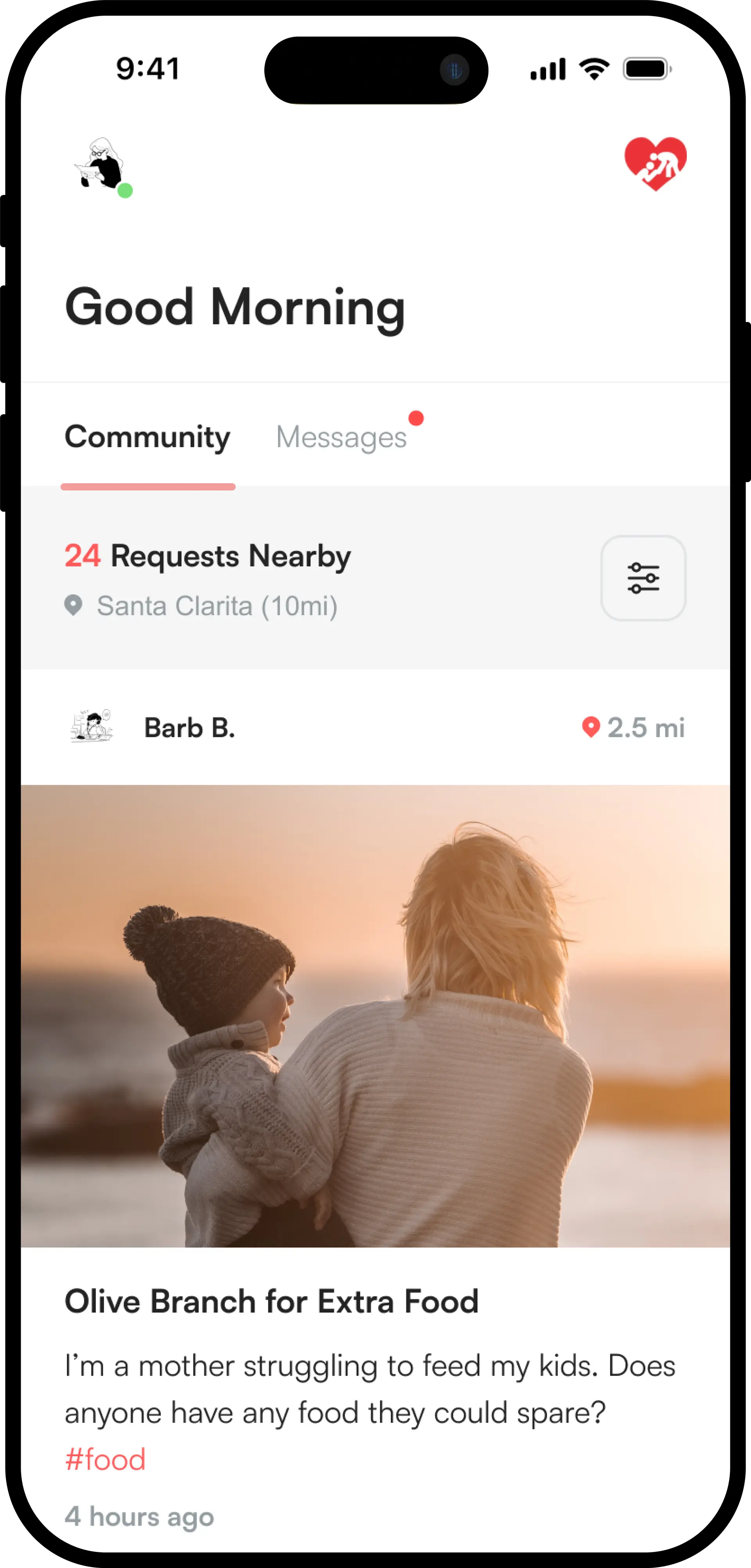 A phone screen example for the home screen.